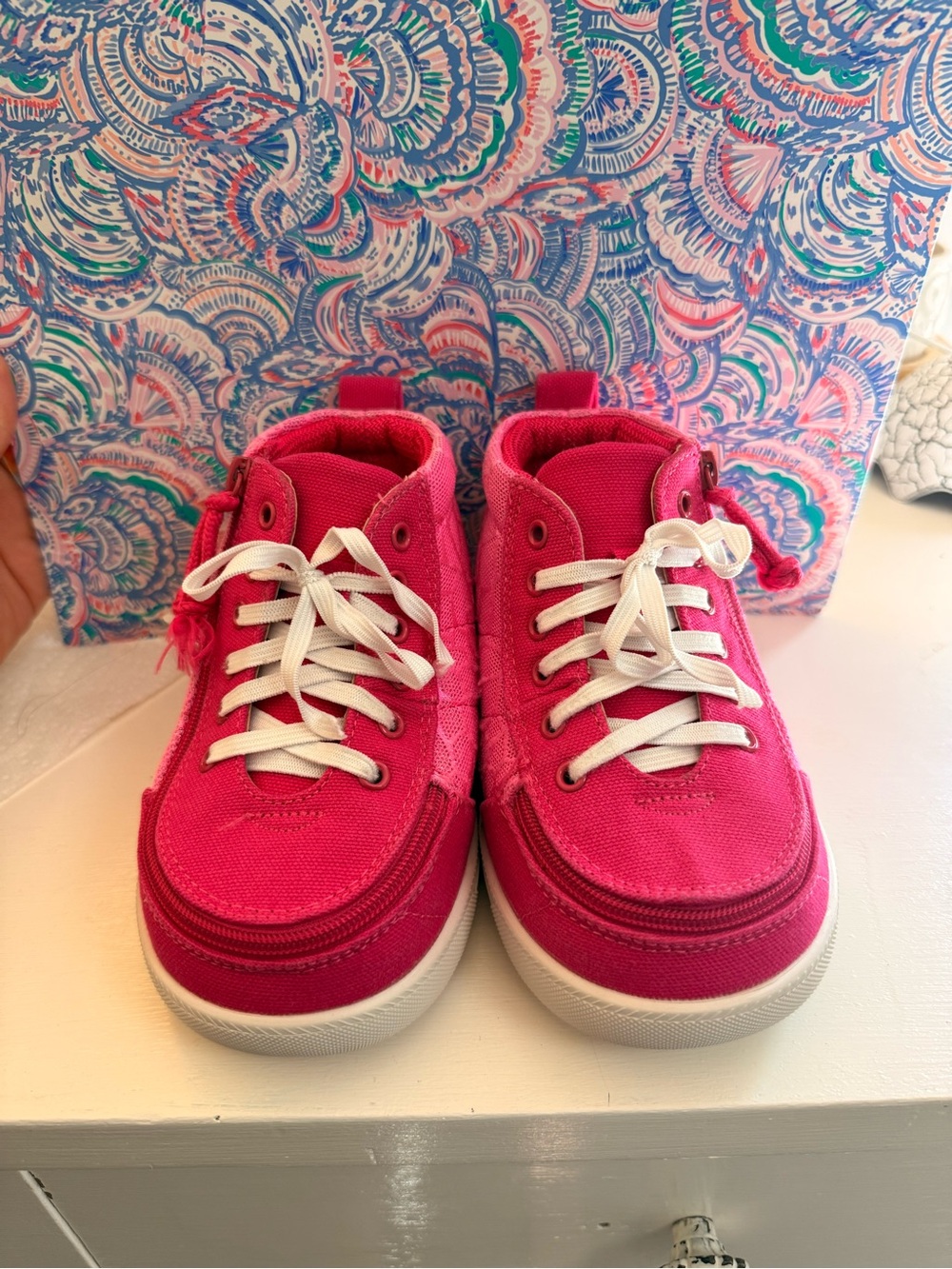 Billy footwear Hot Pink Canvas High-Top Sneakers Xtra wide. Size 9 toddler
